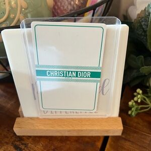 Dior White and Teal Card Holder